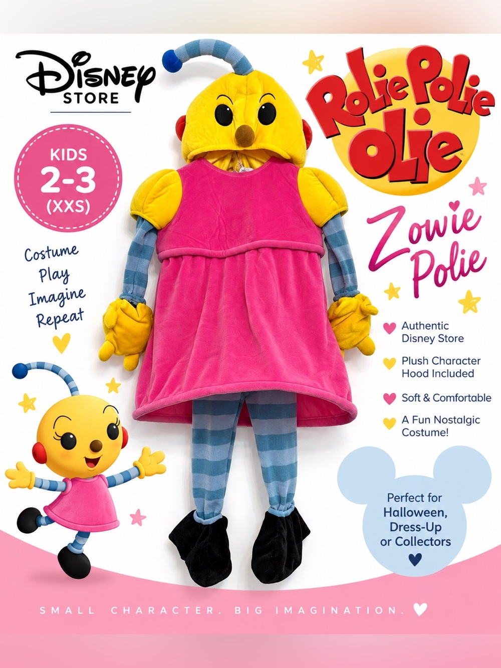 Vintage Disney Store Rolie Polie Olie Zowie Costume XXS Y2K Plush